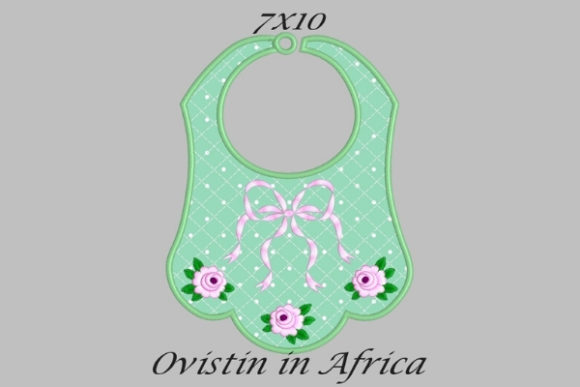 Green Cute Adorable Baby Bib with Roses