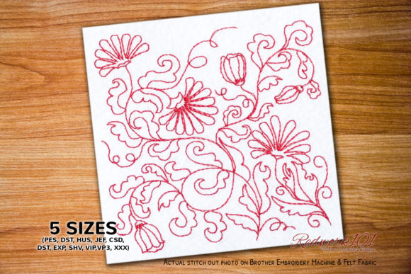 Lawn Ornamental Flowers Embroidery Design