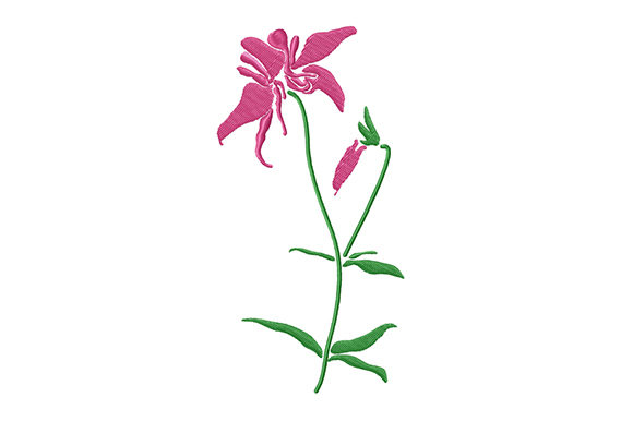 Pink Columbine Flower: A Seasonal Embroidery Gem