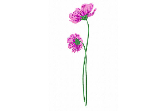 Pink Cosmos Flowers: A Delicate, Versatile Embroidery Design
