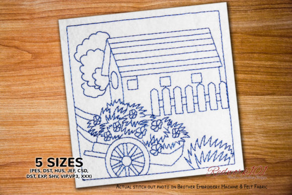 Wooden Cart with Flower Redwork Review